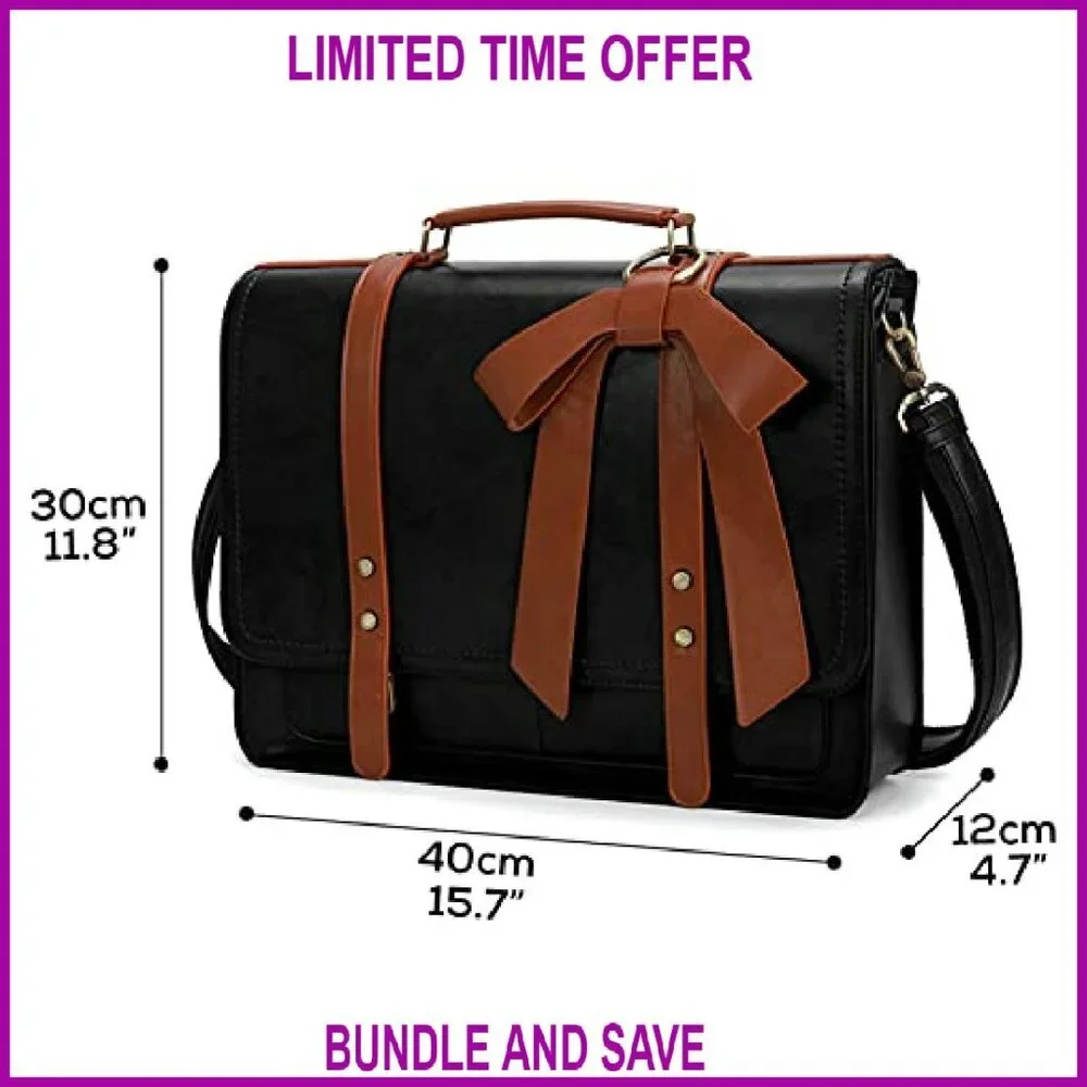 PU Leather Laptop Briefcase Fits 15.6